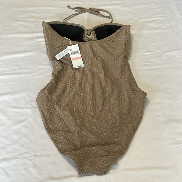 Trina Turk EMPIRE BANDEAU ONE PIECE in Sandstone Shine Size 10 NWT - Picture 9 of 10